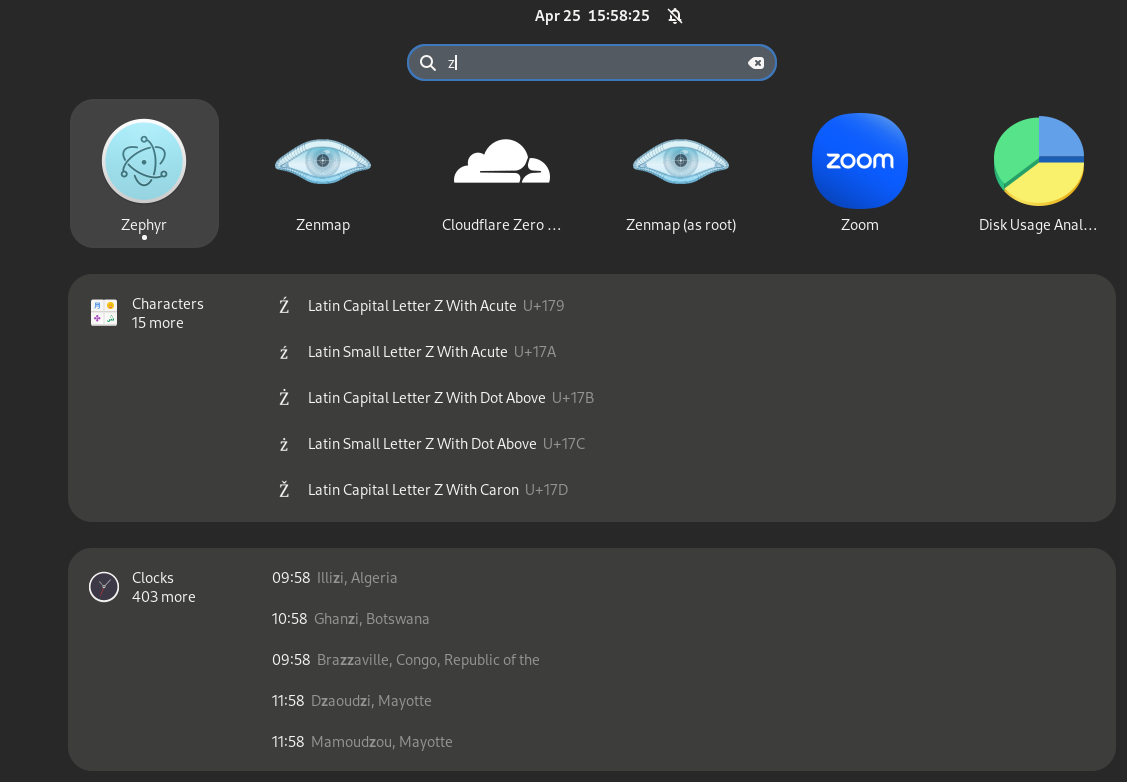 Zephyr Application Shortcut