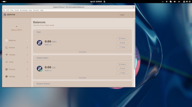 Zephyr Wallet GUI